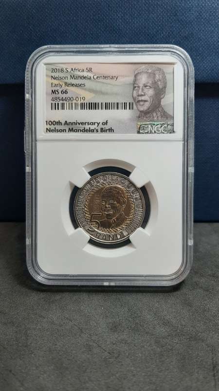 2018 South Africa 5R Nelson Mandela Centenary MS66 Early Release